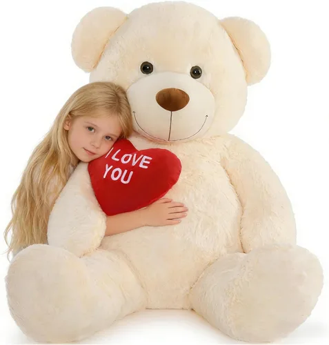 Miniatura 20 de BENINY Osos de peluche grandes en forma de corazón rojo, osos de peluche negros con bordado "Te quiero" para novia, osos de peluche grandes