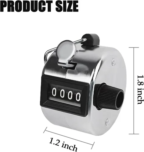 Miniatura 4 de GDMINLO Contador de clicker manual de metal, 4 dígitos con caja de metal, contador mecánico para entrenamiento, tejido, regazo, pesca, golf y fila