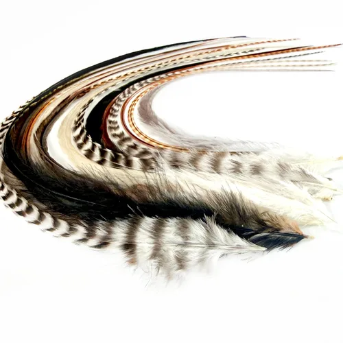 Miniatura 16 de 21 extensiones de cabello de color azul, kit de gallo de 9 a 14 pulgadas de largo, con 20 cuentas de microenlace, plumas 100% reales, estilo bohemio