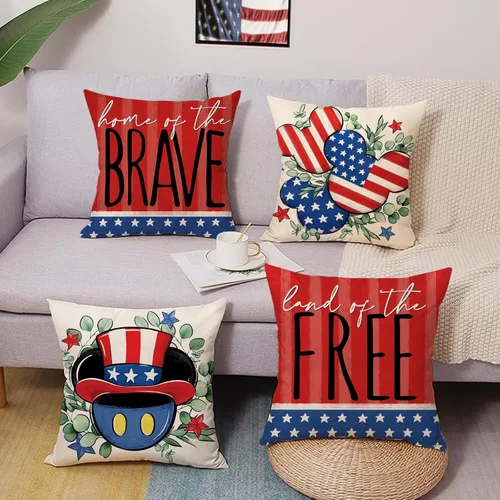 Miniatura 4 de Juego de 4 fundas de almohada decorativas patrióticas de 16 x 16 pulgadas, diseño de la tierra de los Estados Unidos, decoración al aire libre