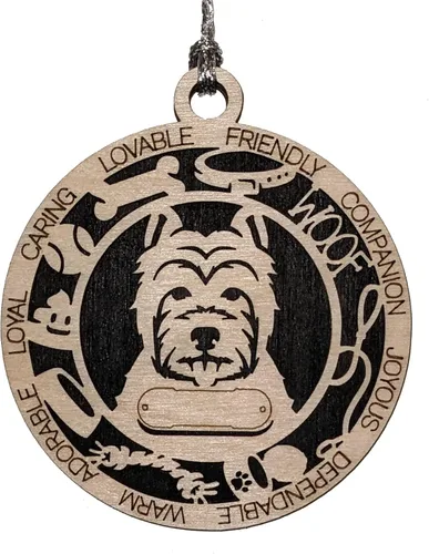 Miniatura 97 de Adorno de Navidad personalizado de madera para perro de 3 pulgadas, nombre y texto personalizables, hecho a mano en Estados Unidos, diseño de corte