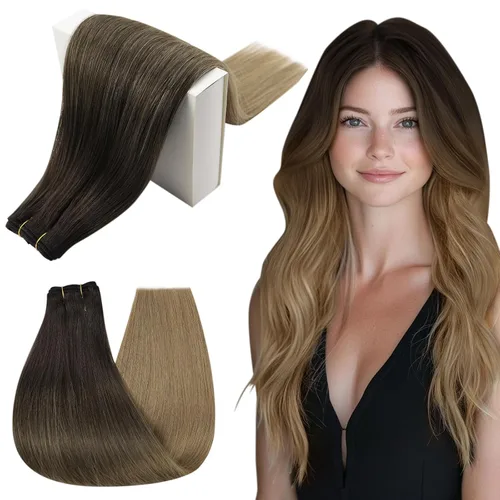 Miniatura 12 de RUNATURE Extensiones de cabello humano rubio con trama para coser, para mujer, añade volumen al cabello, 12 pulgadas, 2.47 onzas (2.47 oz), reflejos