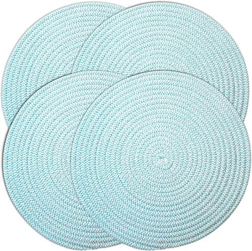 Miniatura 6 de Elegante posavasos trenzados con cable, juego de 4 (4 pulgadas, redondo, azul)