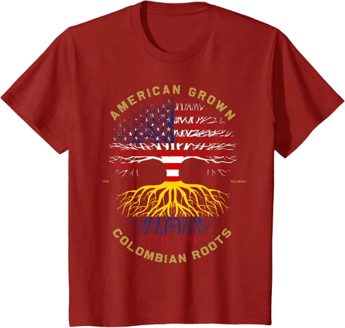 Miniatura 44 de Camiseta de regalo con la bandera de Estados Unidos con árbol de raíces colombianas