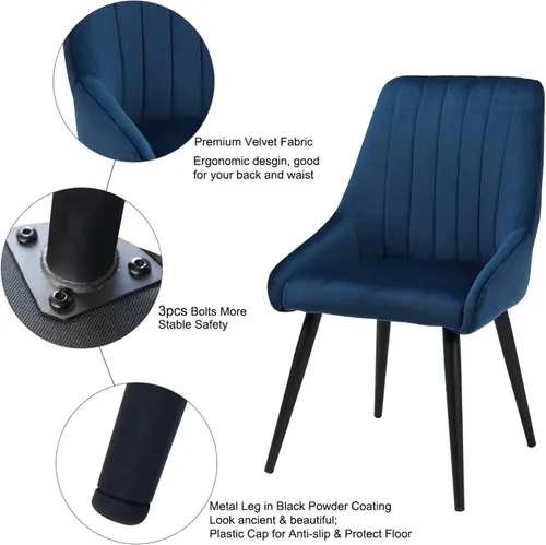 Miniatura 4 de DUHOME Juego de 2 sillas de comedor, sillas decorativas tapizadas sin brazos, silla de ocio con respaldo alto de mediados de siglo, silla