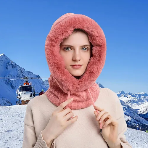Miniatura 38 de HUAMULAN Gorro de invierno de una pieza para mujer, pasamontañas de forro polar, pasamontañas, máscara facial, bufanda, orejeras, esquí, nieve