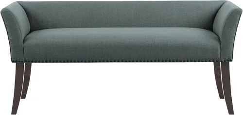 Miniatura 8 de Madison Park Banco decorativo para sala de estar, tapizado con ribete de cabeza de clavos y asiento acolchado para entrada, banco pequeño, banco