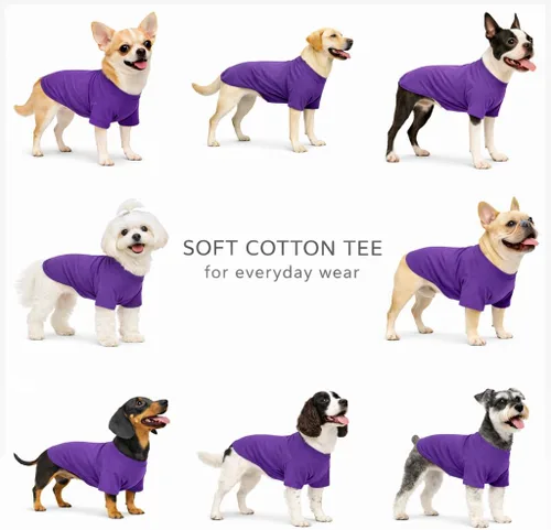 Miniatura 5 de Lovelonglong Ropa para mascotas, disfraces para perros, camiseta básica en blanco para perros medianos y grandes, color morado XXL Púrpura