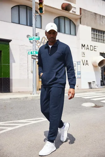 Miniatura 7 de COOFANDY Conjunto deportivo de 2 piezas para hombre, ajuste relajado, con media cremallera, para correr