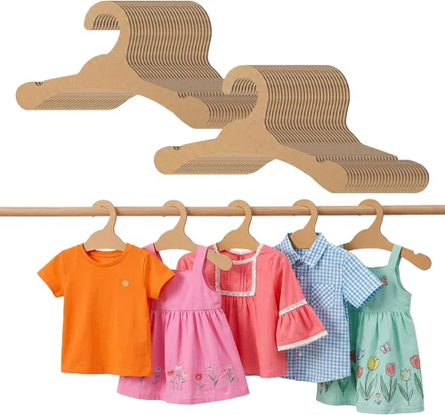 Miniatura 8 de Perchas de cartón, perchas de cartón respetuosas con el medio ambiente, 32 piezas de perchas para bebés, duraderas, perchas de madera para bebés