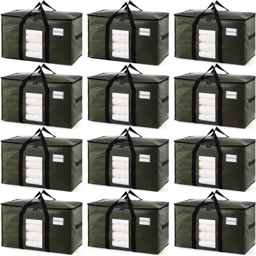 Miniatura 34 de TAILI - Bolsas de mudanza extra grandes, paquete de 10 bolsas negras resistentes para almacenamiento con ventana visible, asas envolventes