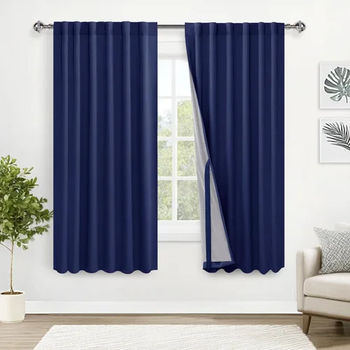 Miniatura 58 de XWZO Cortinas blancas 100% opacas con alzapaños, 2 capas gruesas completamente sombreadas con bolsillo para barra y pestaña trasera, cortinas