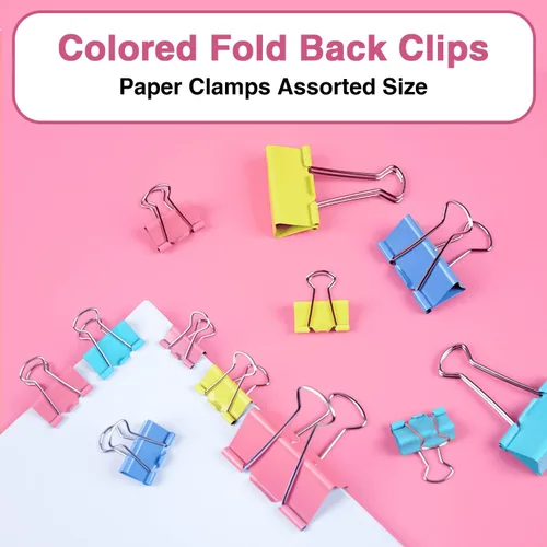 Miniatura 2 de Clips para carpeta, 100 clips grandes para carpetas de varios tamaños, clips de carpeta medianos y pequeños para papeleo, Bulldog, clips de oficina
