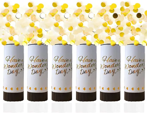 Cañón de confeti blanco, paquete de 6 mini cañones de confeti para fiestas, confeti biodegradable para bodas, niños, cumpleaños, bodas, suministros