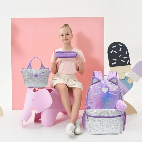 Miniatura 4 de Meetbelify Mochila para niñas, mochilas para estudiantes de preescolar primaria, mochila para niños y niñas, linda mochila con lonchera