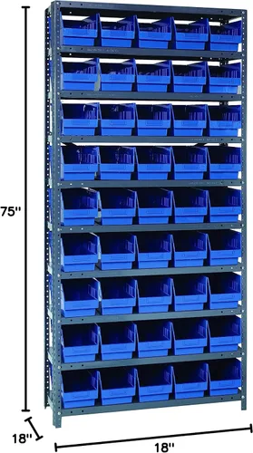 Miniatura 139 de Quantum QSBU-245BK Heavy Duty Shelving Unit with (7) Shelves and (24) QUS245 Black Bins for Garage Warehouse Storage Distribution 400 lb Load