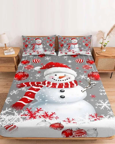 Miniatura 10 de Sábanas bajeras de bolsillo profundo de hasta 16 pulgadas, funda de colchón suave de Halloween con 1 funda de almohada decorativa para dormitorio
