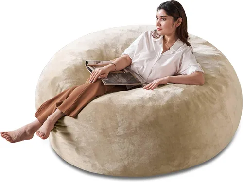 Miniatura 32 de Puf de 3 pies, puf con relleno, espuma viscoelástica altamente resistente, puf redondo de felpa, mueble para sala moderna, silla de lectura de ocio