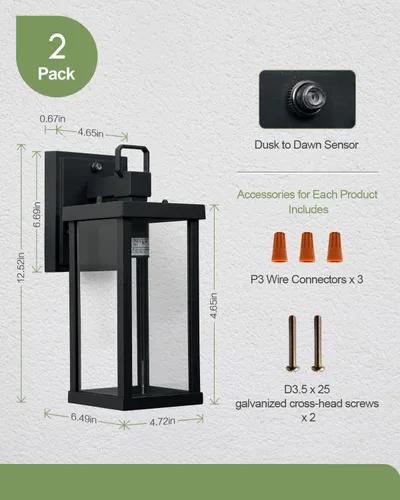 Miniatura 5 de LITFIT Iluminación exterior de 12.5 pulgadas del anochecer al amanecer, luces de garaje al aire libre para montaje en pared, luces de porche