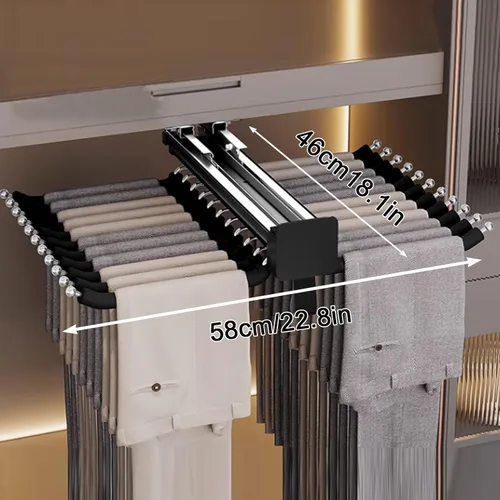 Miniatura 7 de Barra de valet extraíble para armario, soporte retráctil de 88.2 lbs, barra de armario ajustable de aleación de aluminio, riel de ropa extraíble