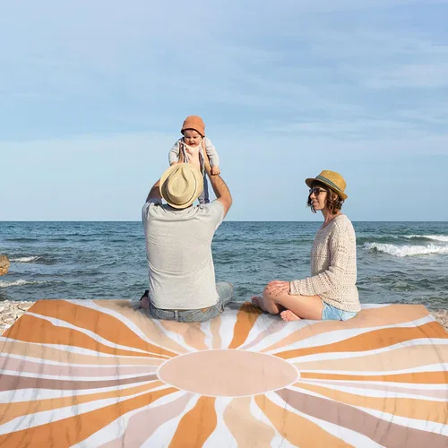 Miniatura 2 de Manta de playa impermeable a prueba de arena, 78 x 86 pulgadas, alfombra de playa grande para 2-4 adultos con estacas, libre de arena, de secado