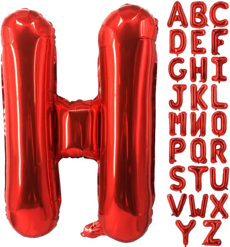Miniatura 23 de Lovoir Globos grandes de 40 pulgadas con la letra T roja de gran tamaño, globo de helio de aluminio de Mylar para decoración de fiesta de Letra roja