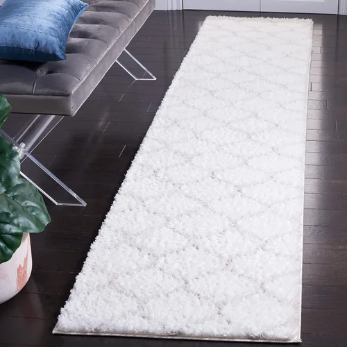 Miniatura 45 de SAFAVIEH Tahoe Shag Collection - Alfombra para pasillo, 2 x 9 pies, color beige y blanco, diseño de enrejado, no desprende pelusa y de fácil