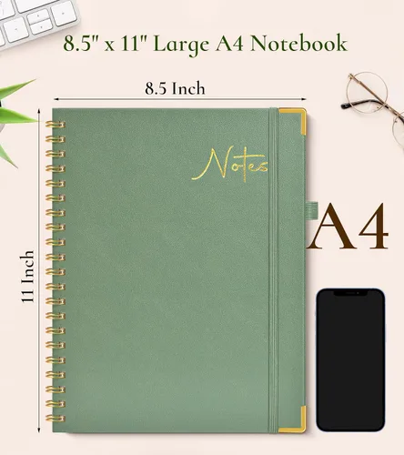 Miniatura 2 de Cuaderno en espiral de tapa dura de 8.5 x 11 pulgadas, cuadernos A4 grandes y bonitos para mujeres y hombres, cuaderno rayado a rayas