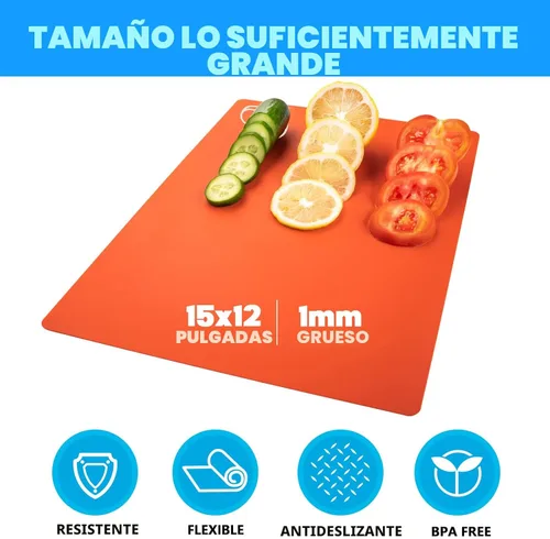 Miniatura 2 de 7 tablas de cortar flexibles, tablas de cortar de plástico sin BPA para cocina, alfombrilla de corte antideslizante para carne y verduras, Acción
