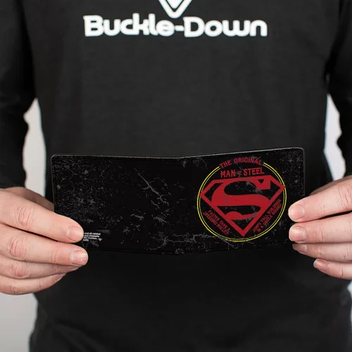 Miniatura 4 de Buckle-Down Billetera de DC Comics para hombre, plegable, Superman The Original Man of Steel Badge negro, rojo, amarillo, cuero vegano, 4.0 x 3.5