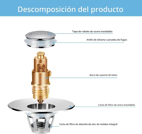 Miniatura 4 de QYHNYJF Tapón para fregadero de baño con recogedor de pelo, colador de drenaje universal desplegable para orificios de drenaje estándar de EE.UU.