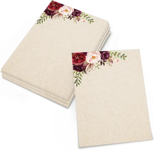 Miniatura 10 de 321Done Tarjetas florales rojas en blanco, juego de 50 tarjetas de notas de 4 x 6 pulgadas con diseño floral, tarjetas florales lisas, cartulina