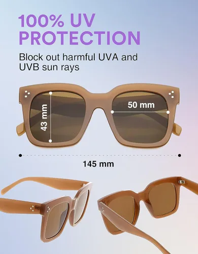 Miniatura 68 de zeroUV - Gafas de sol cuadradas retro de moda de gran tamaño para mujer estilo vintage 1.969 pulgadas