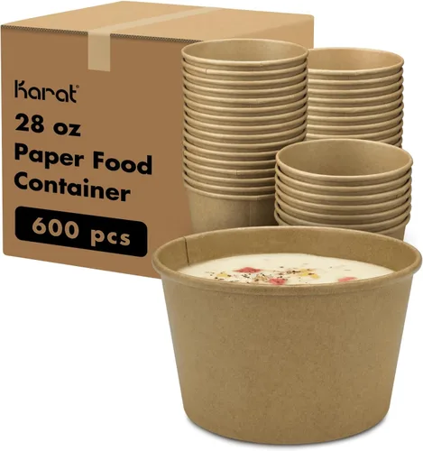 Miniatura 11 de Karat [227 ml - 1000 uds] Tazas de helado de papel y cuencos de sopa para alimentos calientes/fríos - Ideal para sopa, helado, yogur y aperitivos