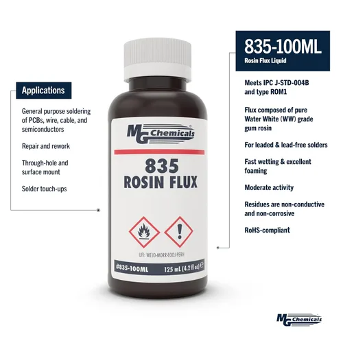 Miniatura 3 de MG Chemicals 835 Flujo de colofonia líquida, para soldadura sin plomo y sin plomo, botella de 4.2 fl oz