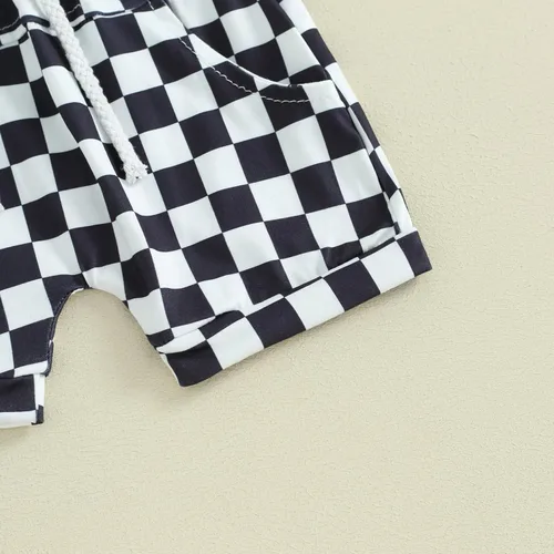 Miniatura 16 de Ropa de bebé niño sin mangas + pantalones cortos con estampado a rayas con bolsillos, 2 piezas de trajes de verano