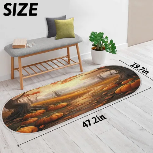 Miniatura 2 de cfpolar Pumpkins Fall Maple Leaves Bathroom Rugs Non-Slip Bath Rug Microfiber Bath Mat Absorbent Kitchen Mats and Rugs Machine Washable Oval Plush