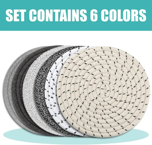 Miniatura 2 de Salvamanteles para platos calientes, ollas y sartenes, almohadillas calientes de 8 pulgadas, 6 piezas, soportes para ollas para cocina, tapete Mezcla