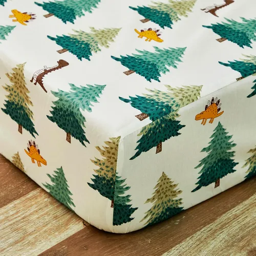 Miniatura 6 de Brandream Juego de sábanas de cuna de dinosaurio, sábana bajera ajustable para cuna para niños y niñas, algodón neutro, bosque, bohemio, sábana