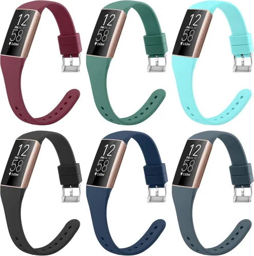 Miniatura 10 de Paquete de 6 pulseras delgadas de silicona suave compatibles con Fitbit Charge 4, correas de repuesto deportivas para Fitbit Charge 4/Fitbit Charge
