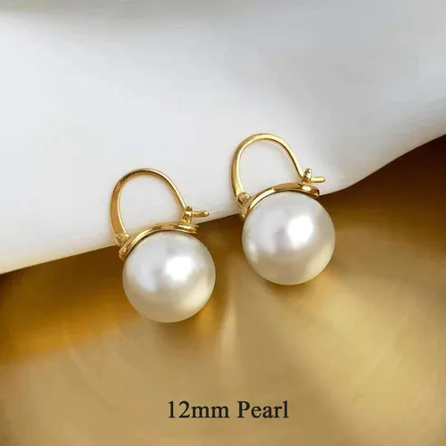Miniatura 7 de Aretes de perlas para mujer, chapados en oro de 14 quilates, hipoalergénicos, aretes colgantes de circonita cúbica 5A, joyería elegante