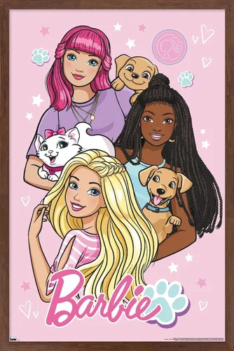 Miniatura 7 de Mattel Barbie - Bonito póster de pared, 22.4 pulgadas de largo x 14.7 pulgadas de ancho, versión enmarcada de madera de granero
