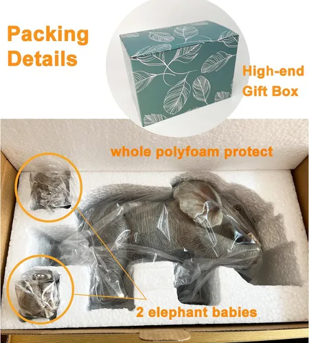 Miniatura 7 de Estatua familiar de elefante de yoga, juego de 3 piezas de figuras para madre y bebés, decoración de buena suerte para el hogar y la oficina