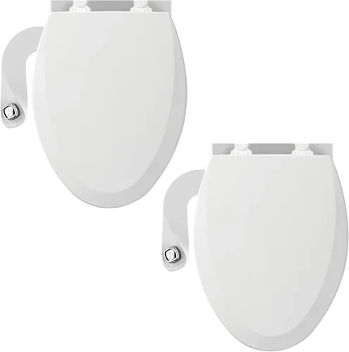 Bemis Asientos de inodoro 1500EC con ajuste perfecto, rociador de agua dulce, no eléctrico, bidés fáciles de instalar, alargados, blancos, incluye 2