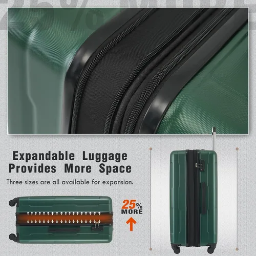 Miniatura 498 de Merax Juegos de equipaje de mano en maleta aprobada por aerolíneas, estuche rígido con ruedas giratorias expandibles, Negro