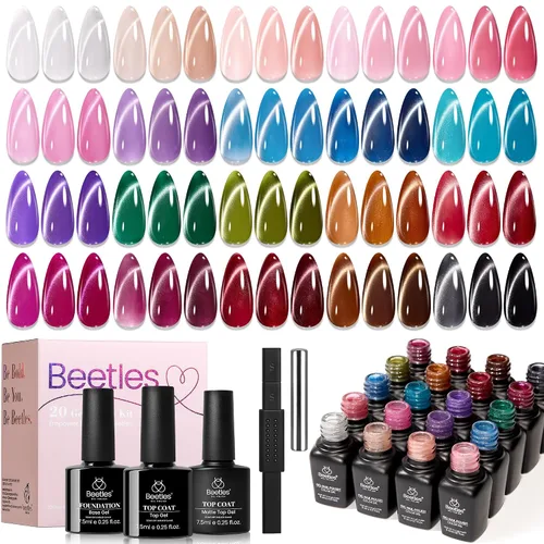 Miniatura 21 de Beetles Deal Box - Kit de esmalte de uñas de gel con luz UV – 32 colores esenciales de estudio, 68 piezas de esmalte de uñas con capa base libre