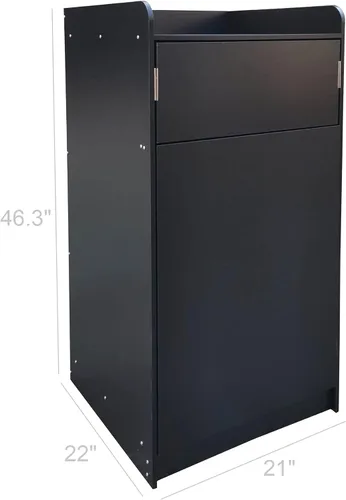 Miniatura 2 de FixtureDisplays® Black Restaurant - Recipiente de basura de comida rápida con puerta con bisagras, bandeja empotrada superior, capacidad