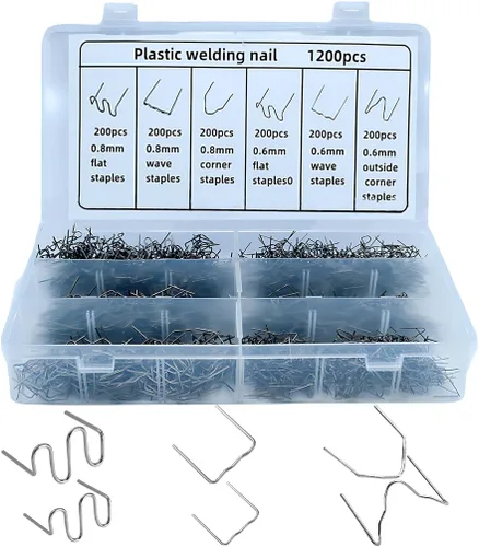 Kit de soldadura de plástico para automóvil, 1200 piezas, 6 formas diferentes de 0.6 0.031 in, varillas de soldador con caja de almacenamiento,