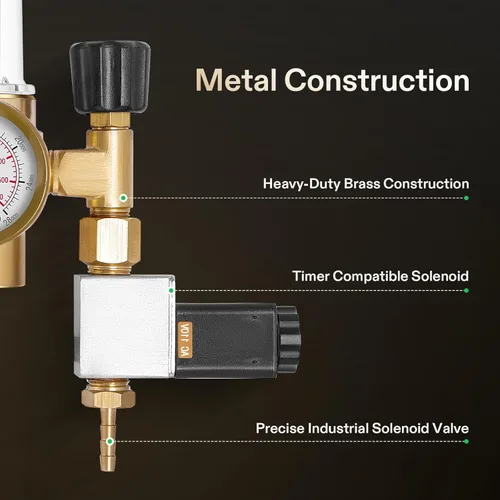 Miniatura 4 de VIVOSUN Sistema Emisor Regulador de CO2 para Hidroponía con Válvula Solenoide y Caudalímetro para Sala de Cultivo, Tienda de Cultivo, Jardín