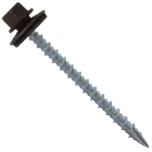 Miniatura 60 de 10 tornillos para techos de metal gris ABC de 2-1/2 pulgadas, cabezal de arandela hexagonal, arranque automático/roscado, arandela EPDM. 1 bolsa